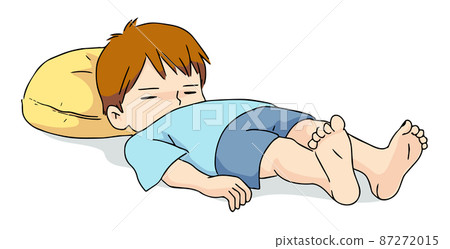 Illustration of a boy who sleeps unhealthyly 87272015