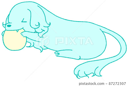 Dachshund playing with a ball (light blue) 87272307
