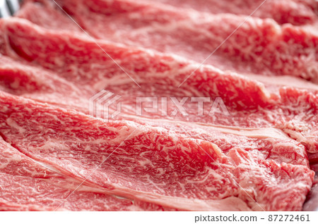 Grilled meat in a tray, beef for shabu-shabu Grilled meat in a tray, beef for shabu-shabu 87272461