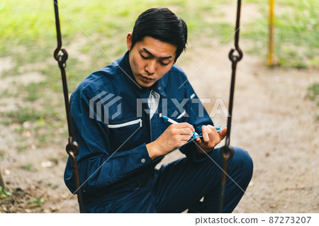 檢查公園設施中的遊樂設施 87273207