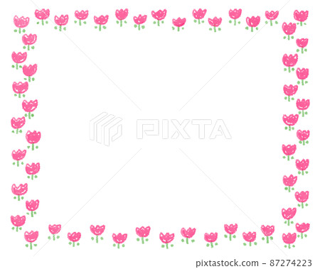 Background material Crayon tulip frame Background material Crayon tulip frame 87274223
