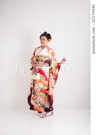 Japanese-haired woman wearing furisode Japan 87274440
