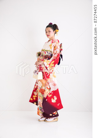 Japanese-haired woman wearing furisode Japan 87274455
