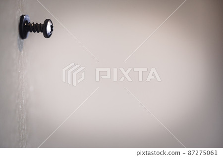 Selective focus on a typical drywall anchor installation . Selective focus on a typical drywall anchor installation . 87275061