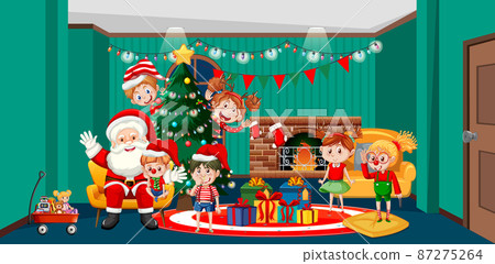 Children celebrating Christmas with Santa Claus Children celebrating Christmas with Santa Claus 87275264