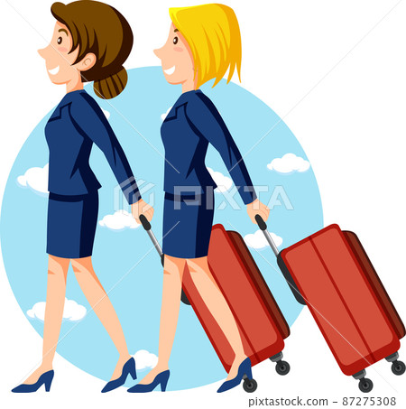 Air hostess travel holiday theme with luggage Air hostess travel holiday theme with luggage 87275308