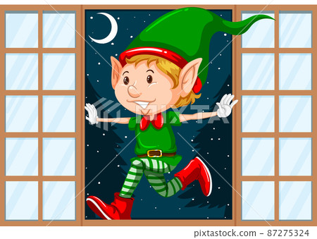Christmas theme elf at the door 87275324