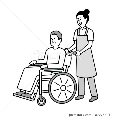 照顧者和福利人物插圖的單色摘要 照顧者和福利人物插圖的單色摘要 87275401