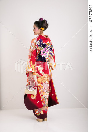 Back style of a woman wearing a kimono Back style of a woman wearing a kimono 87275843
