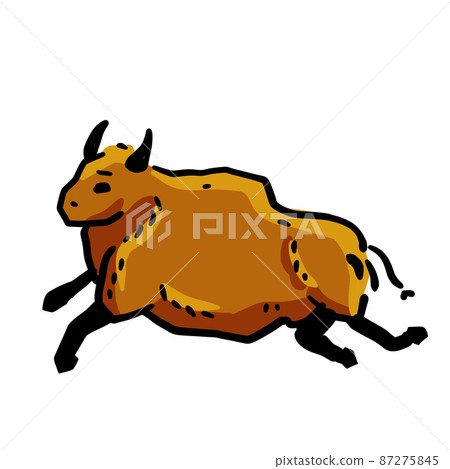 Rock art. Drawing of a bull or ox. Rock art. Drawing of a bull or ox. 87275845