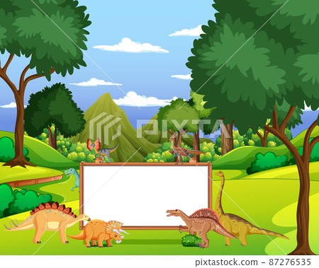 Dinosaur in prehistoric forest scene Dinosaur in prehistoric forest scene 87276535