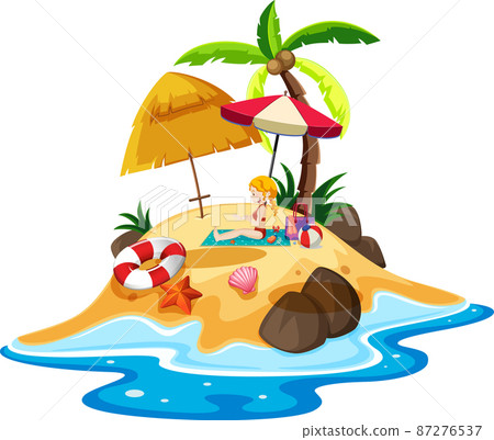 Scene with woman sunbathing on the beach Scene with woman sunbathing on the beach 87276537