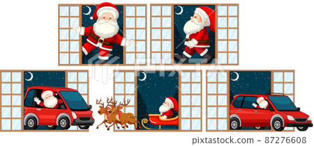 Set of Christmas theme Santa at the door 87276608