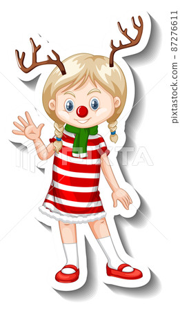 A girl in Christmas costumes 87276611