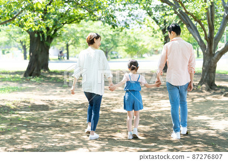 父母和孩子手牽著手走 87276807