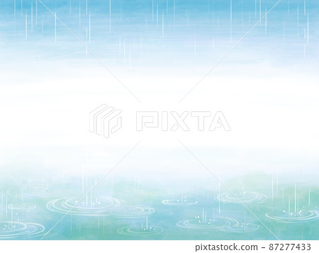 Watercolor background illustration of rain ripples (horizontal frame) 87277433