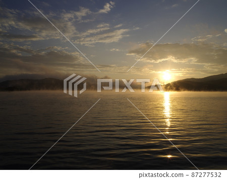 Dumulmeori. Sunrise. Ferry. Boat. In the morning Dumulmeori. Sunrise. Ferry. Boat. In the morning 87277532