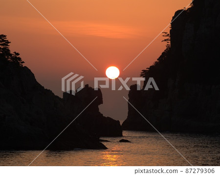 巨濟島。海琴河。日出。大海。風景。 87279306