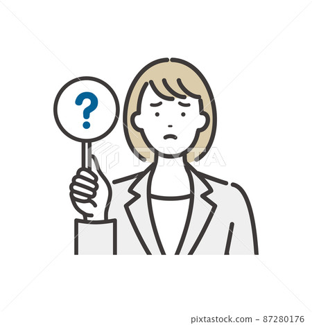 Business woman with an answer tag (?) Business woman with an answer tag (?) 87280176