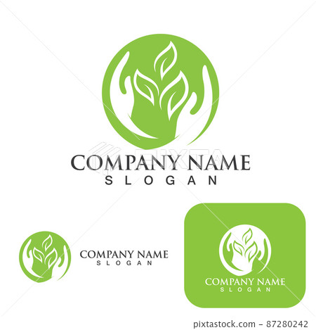 Green leaf nature logo ecology vector image Green leaf nature logo ecology vector image 87280242