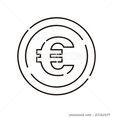 手寫風格，硬幣矢量插圖，歐元 87282077