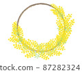 Half-moon wreath of happy flowers fluffy mimosa Half-moon wreath of happy flowers fluffy mimosa 87282324