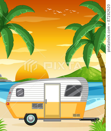 Road trip summer vacation on the beach - Stock Illustration [87282620 ...