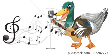 The duck play guitar, ukulele with music note The duck play guitar, ukulele with music note 87282774
