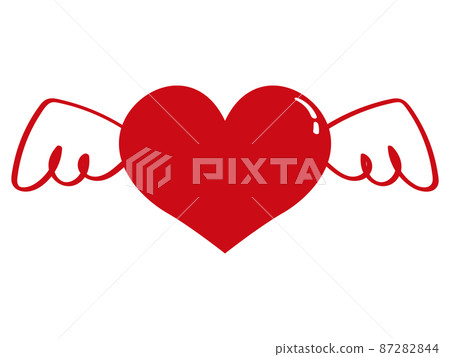 A cute heart symbol with hand-painted feathers that can be used as a design accent A cute heart symbol with hand-painted feathers that can be used as a design accent 87282844