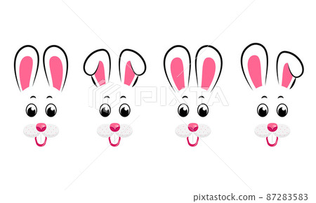 Collection of Easter bunnies faces. Easter Bunnies Collection of Easter bunnies faces. Easter Bunnies 87283583