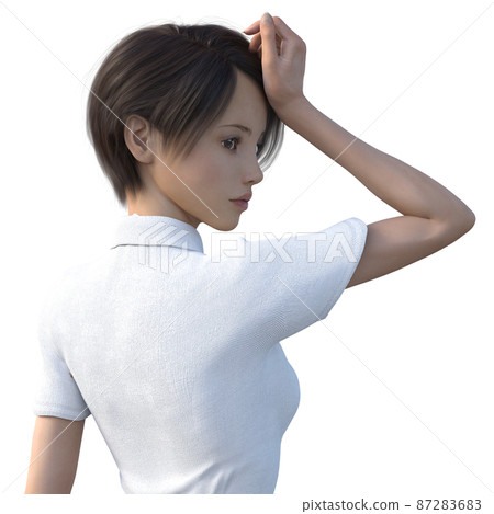 Beautiful female employee staring at perming3DCG illustration material Beautiful female employee staring at perming3DCG illustration material 87283683