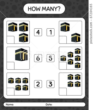 How many counting game with kaaba. worksheet for preschool kids, kids activity sheet, printable worksheet How many counting game with kaaba. worksheet for preschool kids, kids activity sheet, printable worksheet 87284165