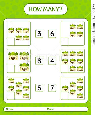 How many counting game with mosque. worksheet for preschool kids, kids activity sheet, printable worksheet How many counting game with mosque. worksheet for preschool kids, kids activity sheet, printable worksheet 87284166