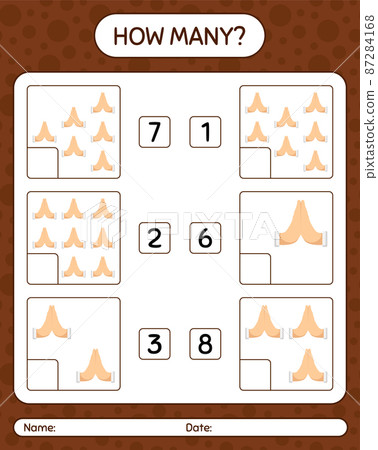 How many counting game with praying. worksheet for preschool kids, kids activity sheet, printable worksheet How many counting game with praying. worksheet for preschool kids, kids activity sheet, printable worksheet 87284168