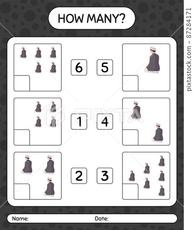 How many counting game with praying. worksheet for preschool kids, kids activity sheet, printable worksheet How many counting game with praying. worksheet for preschool kids, kids activity sheet, printable worksheet 87284171
