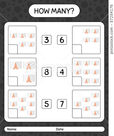 How many counting game with reading quran. worksheet for preschool kids, kids activity sheet, printable worksheet 87284176