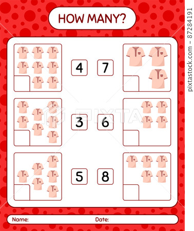How many counting game with moslem shirt. worksheet for preschool kids, kids activity sheet, printable worksheet 87284191