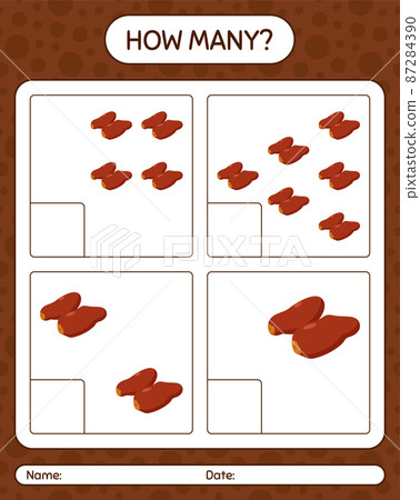 How many counting game with dates fruit. worksheet for preschool kids, kids activity sheet, printable worksheet How many counting game with dates fruit. worksheet for preschool kids, kids activity sheet, printable worksheet 87284390