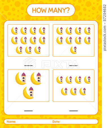 How many counting game with mosque. worksheet for preschool kids, kids activity sheet, printable worksheet 87284682