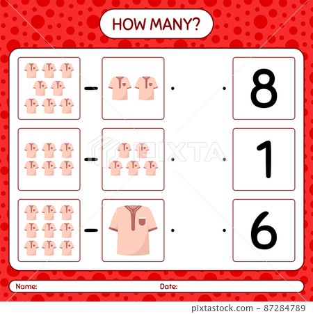 How many counting game with moslem shirt. worksheet for preschool kids, kids activity sheet, printable worksheet How many counting game with moslem shirt. worksheet for preschool kids, kids activity sheet, printable worksheet 87284789