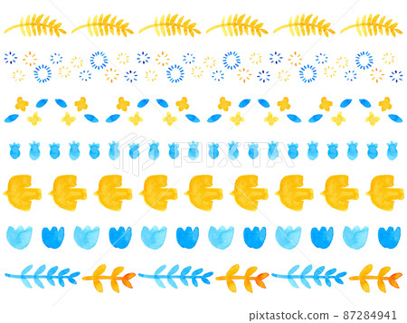 Light blue and orange plant bird watercolor material line set Light blue and orange plant bird watercolor material line set 87284941