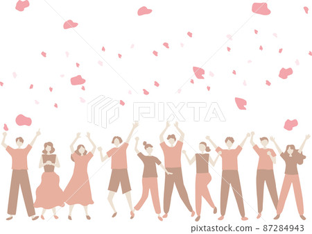 Cherry blossom petals, many people rejoicing Cherry blossom petals, many people rejoicing 87284943