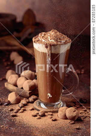 Truffles and glass of hot chocolate. 87285185