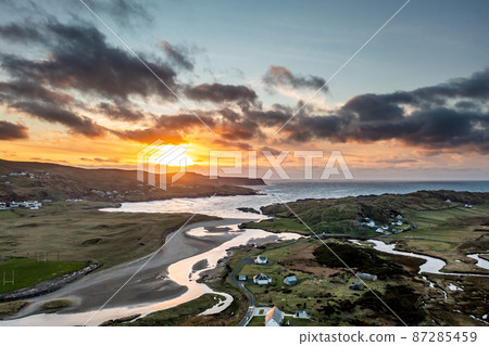 Aerial view of Glen Bay in Glencolumbkille in County Donegal, Republic of Irleand Aerial view of Glen Bay in Glencolumbkille in County Donegal, Republic of Irleand 87285459