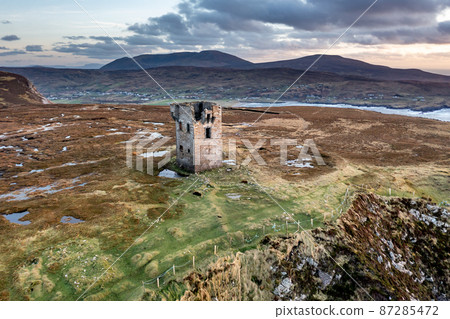 The tower at Glencolumbkille in County Donegal - Ireland The tower at Glencolumbkille in County Donegal - Ireland 87285472