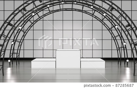white podium with spotlight in the white room.3d rendering. 87285687