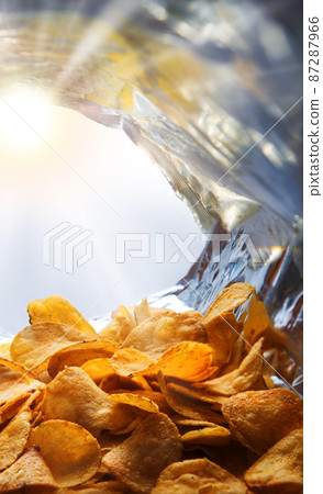 Potato chips. View from inside the package Potato chips. View from inside the package 87287966
