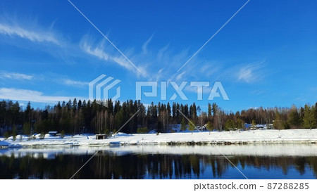 winter fishing catch. Fish with rod and hole in ice on background winter fishing catch. Fish with rod and hole in ice on background 87288285