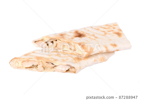 Shawarma sandwich gyro fresh roll of pita bread chicken beef shawarma Shawarma sandwich gyro fresh roll of pita bread chicken beef shawarma 87288947