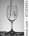 Water poured vigorously into a wine glass 87289893
